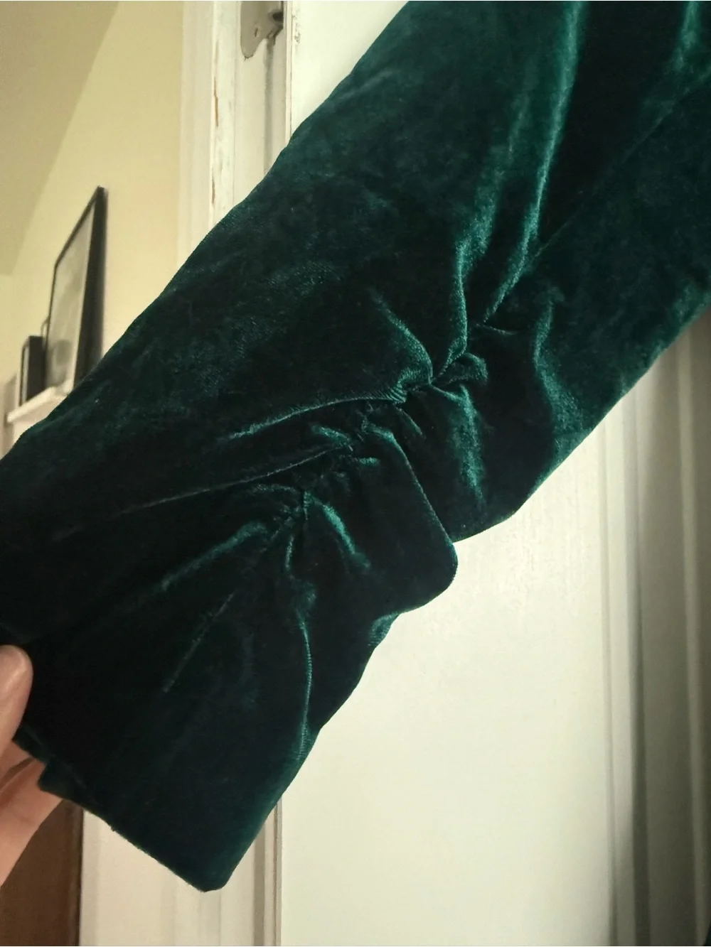 Skies Are Blue Velvet Blazer Jacket in Deep Green - Picture 4 of 12